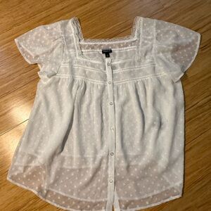 TORRID New White Sheer Button-Up Blouse